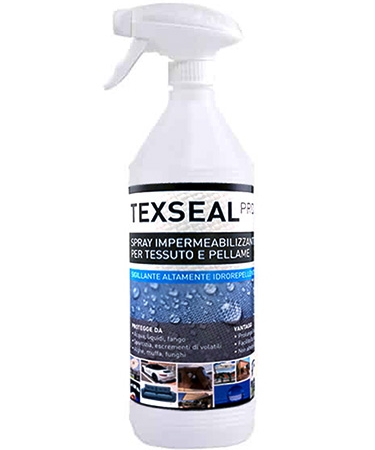 Texseal Pro, Spray, impermeabilizzante, idrorepellente, tessuto, pellame, anti sporco, anti muffa, impregnante tessile