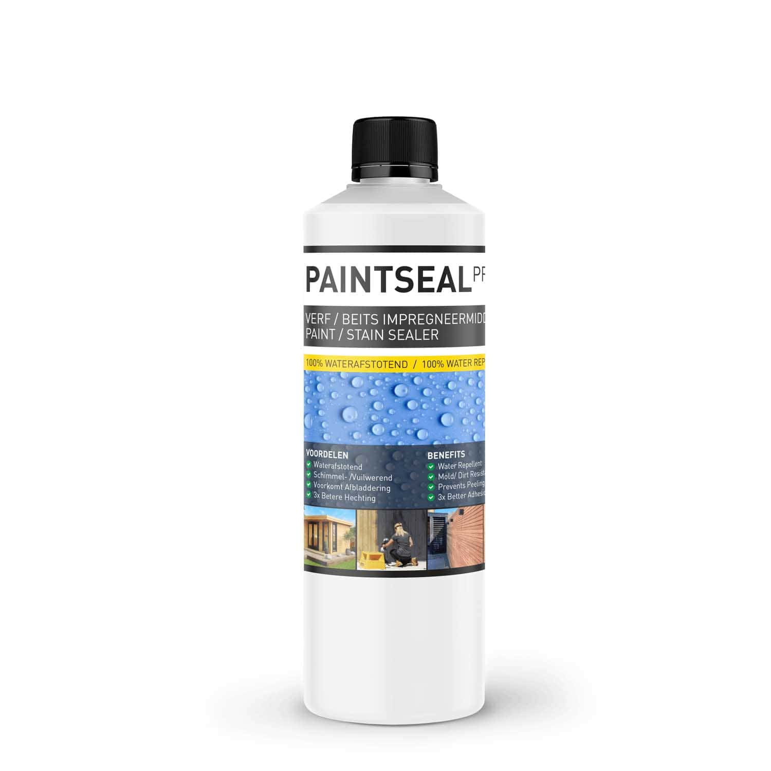123Stop-Umidita, Additivo impermeabilizzante per pittura e mordente per legno, additivo idrorepellente per idropittura per legno, additivo idrorepellente per pittura, antimuffa per pittura, 500ml