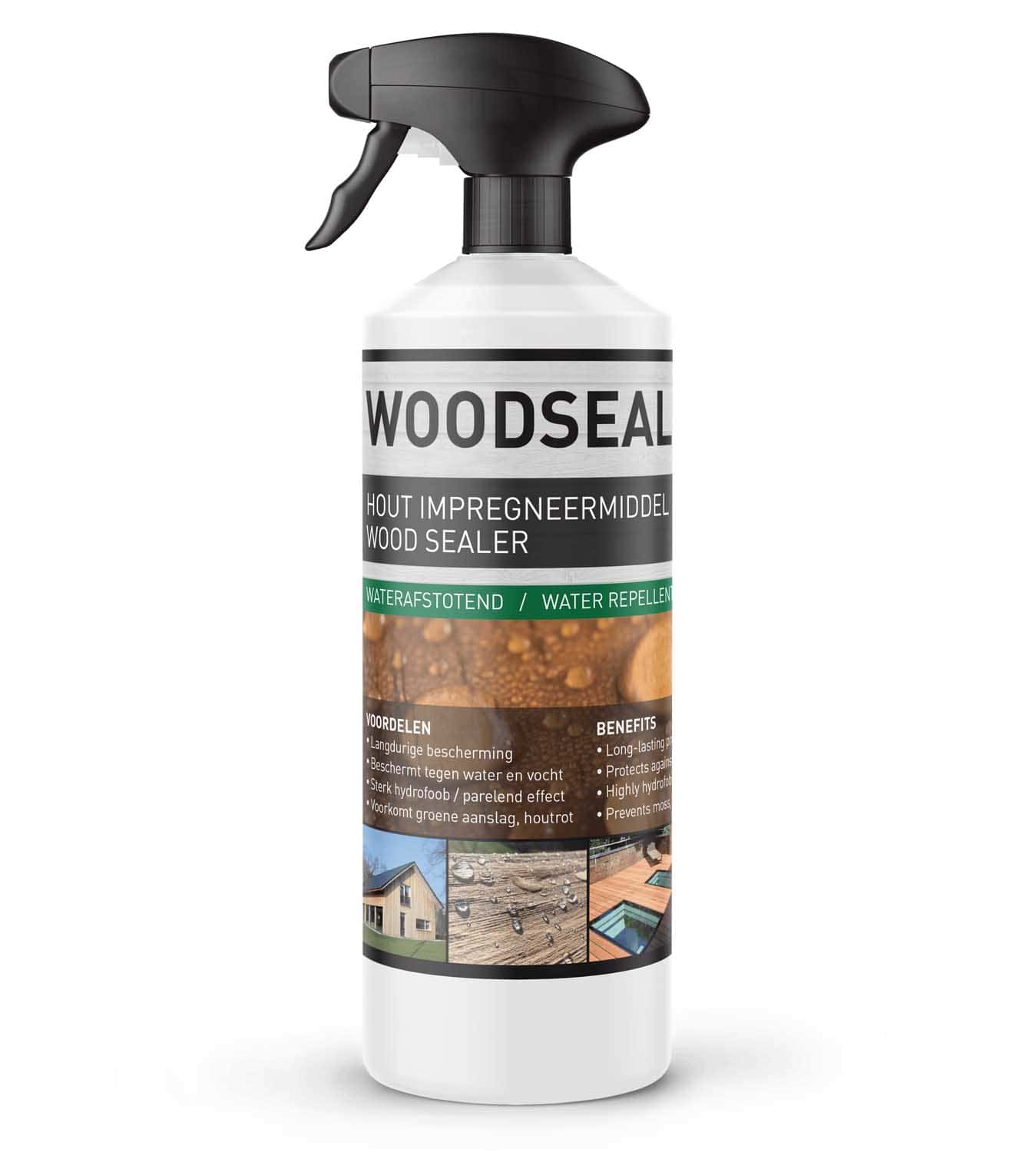 123Stop-Umidita, impregnante impermeabilizzante per legno, idrorepellente protettivo, anti sporco, anti muffa, anti muschio, anti alghe, anti tarlo, anti terminti, ecologico, 1Lspray